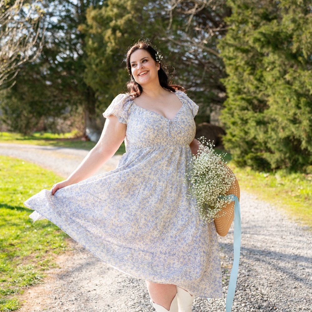 Arula Floral Blue and White Dress